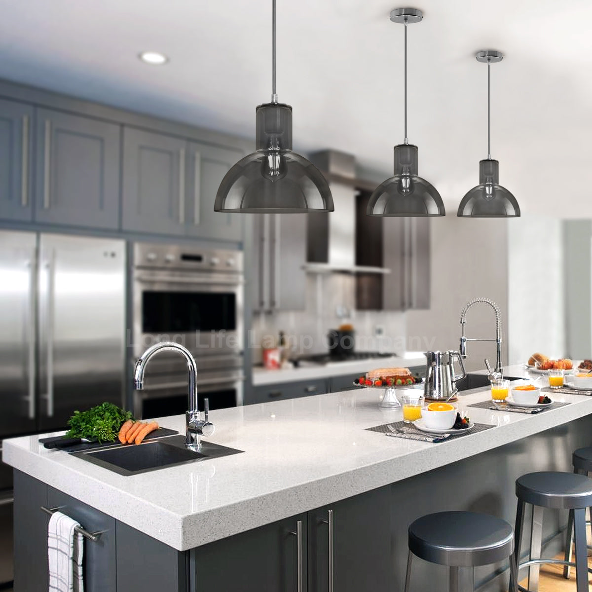 Modern Vintage Ceiling Smoked Grey Glass Pendant Lamp - Free delivery on all orders