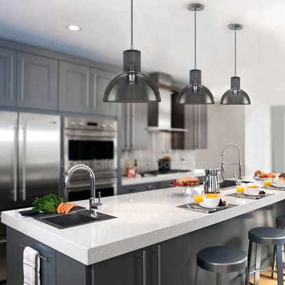 Modern Vintage Ceiling Smoked Grey Glass Pendant Lamp - Free delivery on all orders