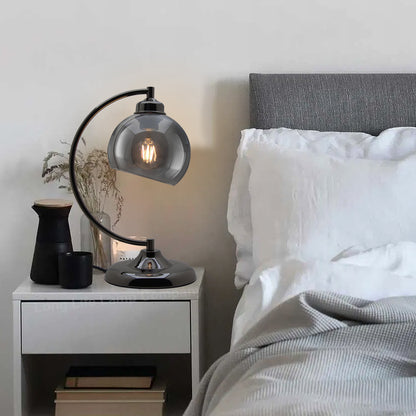 Modern Smoked Glass Globe Table Lamp - Free delivery on all orders