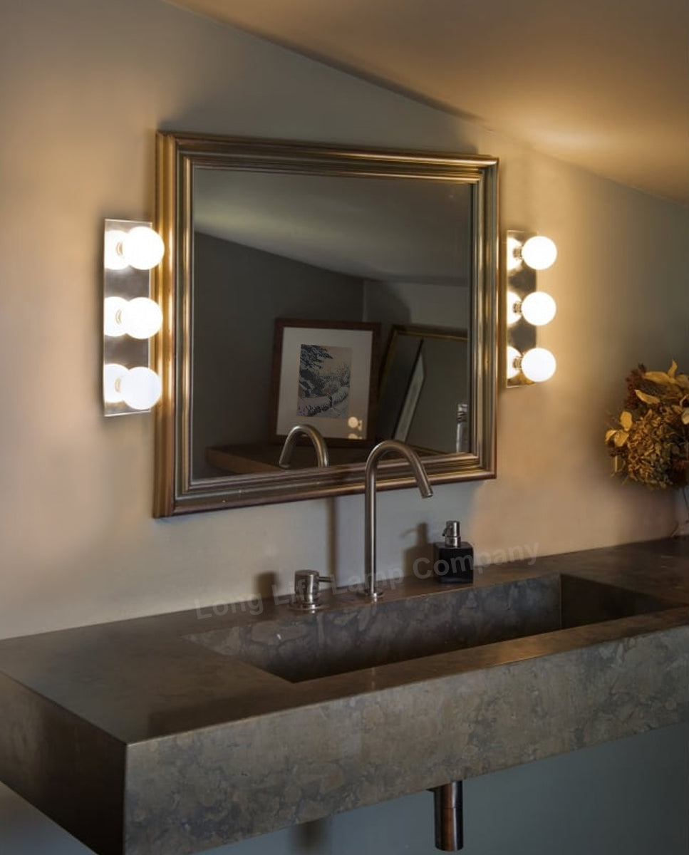 Modern IP44 Opaque 3 Globe Bathroom Mirror Light