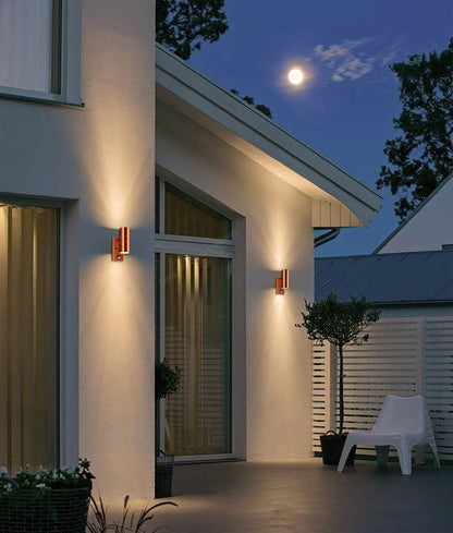 PIR Copper Outdoor Wall Light GU10 2x35W IP44 Motion Sensor - Free delivery on all orders