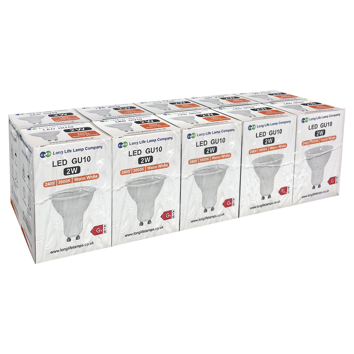 2W LED GU10 Light Bulb Warm White 3000K 5 Pack or 10 PACK