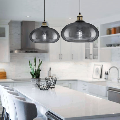 Modern Vintage Smoked Grey Glass Ceiling Pendant Light M0198