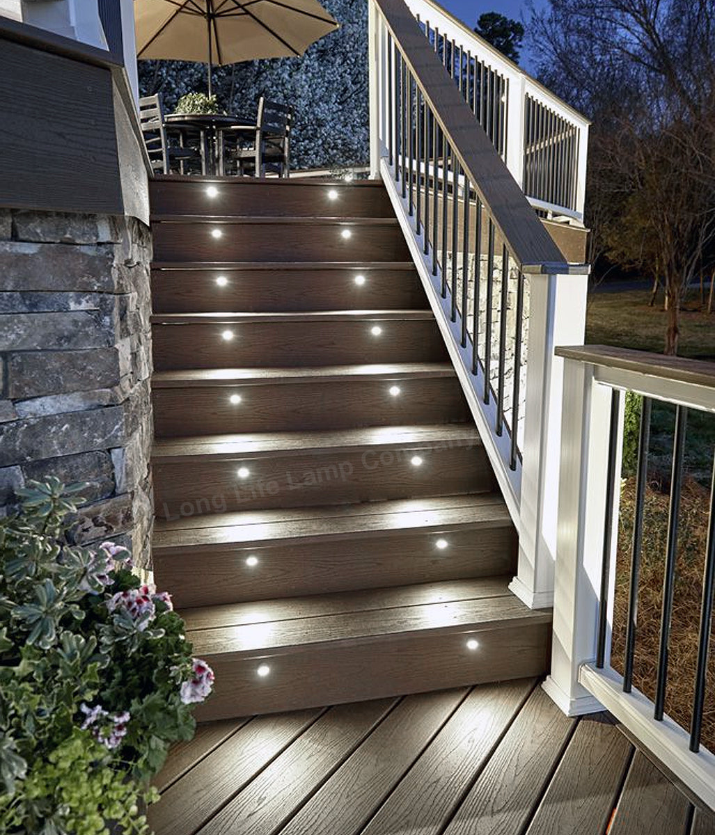 IP68 Outdoor LED Decking Lights 30mm Round Cool White 6500k 10 Kit DEC10CW