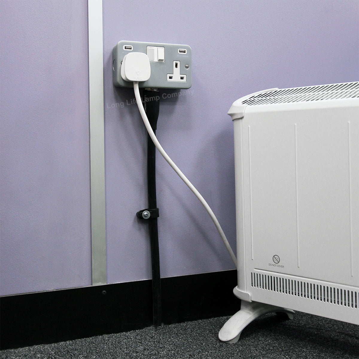 13A Metal Clad 2 Gang Socket with Dual USB Charger