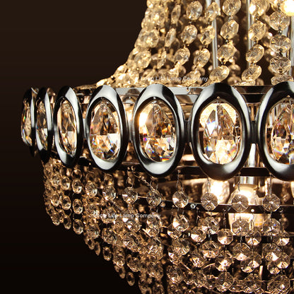 Large Ceiling Crystal Pendant Chandelier Suspended Chrome Frame Cascading Droplets