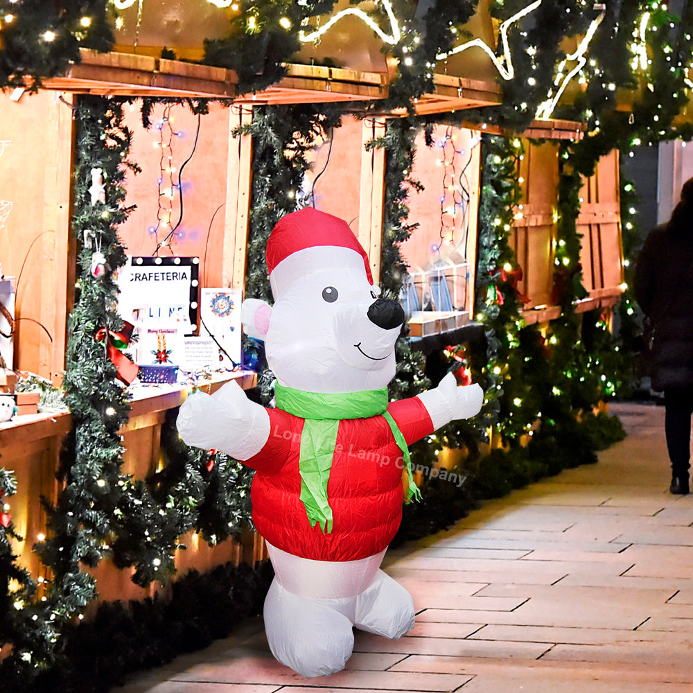 4ft LED Outdoor Inflatable Polar Bear Illuminated Plug In - Free delivery on all orders