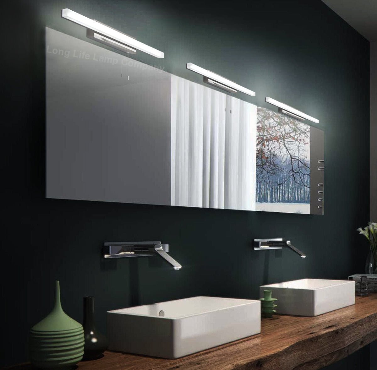9w LED Bathroom Mirror Wall Light With Pull Cord Cool White 6500k IP20 - Energy Light Bulbs - Free delivery on all orders