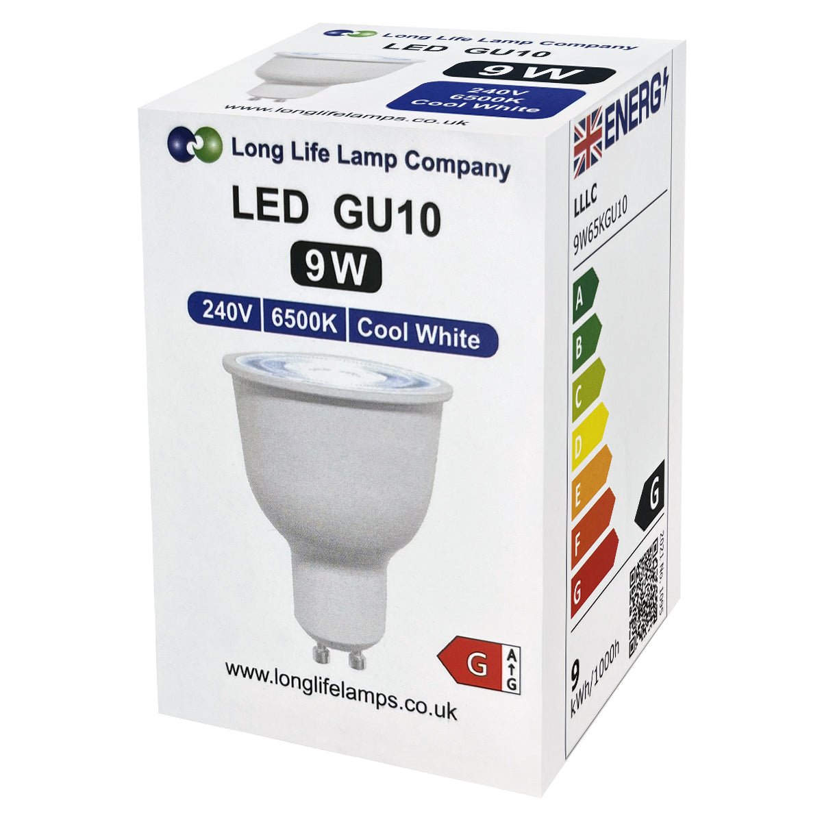 9W LED GU10 Spotlight Bulb Cool White 6500k 5 Pack or 10 Pack - Energy Light Bulbs - Free delivery on all orders