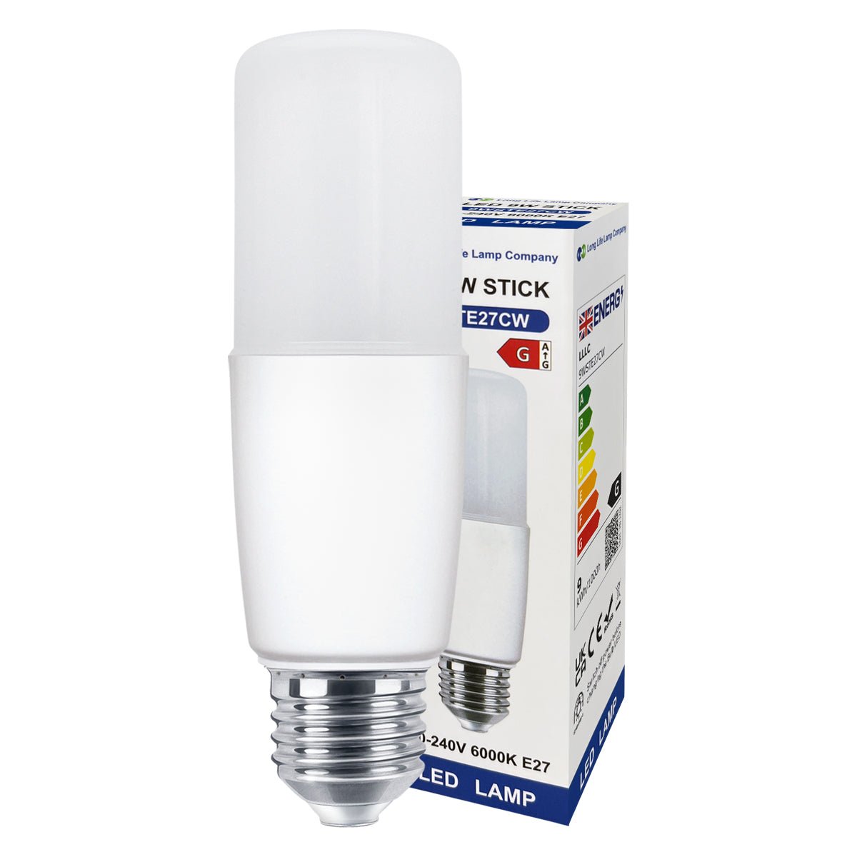 9w LED Stick Light Bulb E27 Cool White 6000K 2 or 4 or 6 Pack - Energy Light Bulbs - Free delivery on all orders