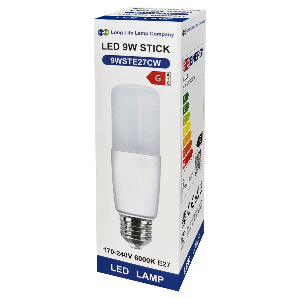 9w LED Stick Light Bulb E27 Cool White 6000K 2 or 4 or 6 Pack - Energy Light Bulbs - Free delivery on all orders
