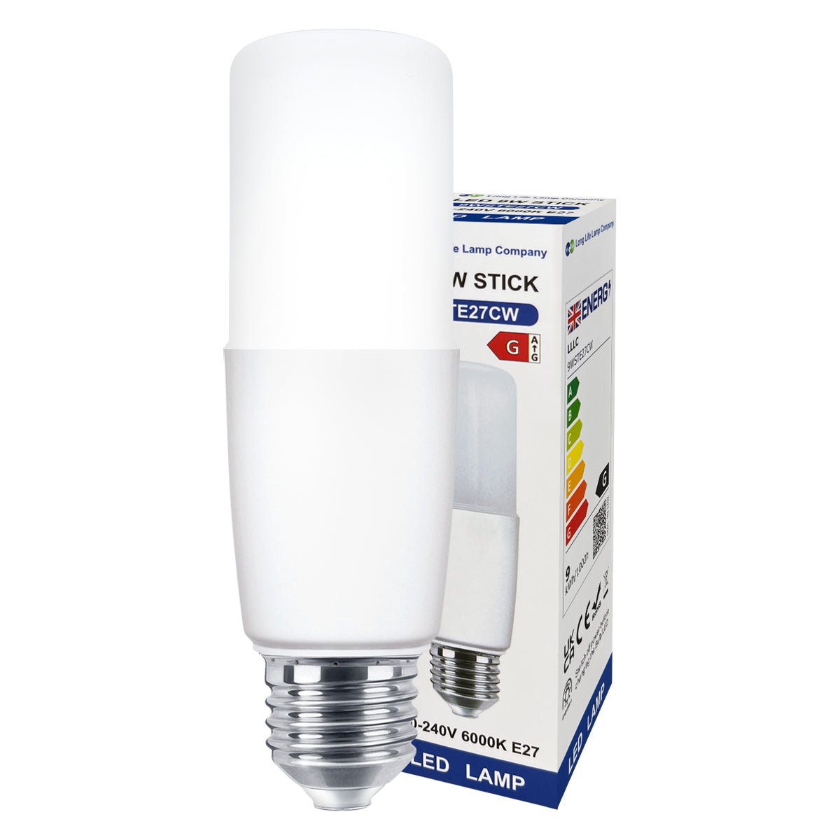 9w LED Stick Light Bulb E27 Cool White 6000K 2 or 4 or 6 Pack - Energy Light Bulbs - Free delivery on all orders
