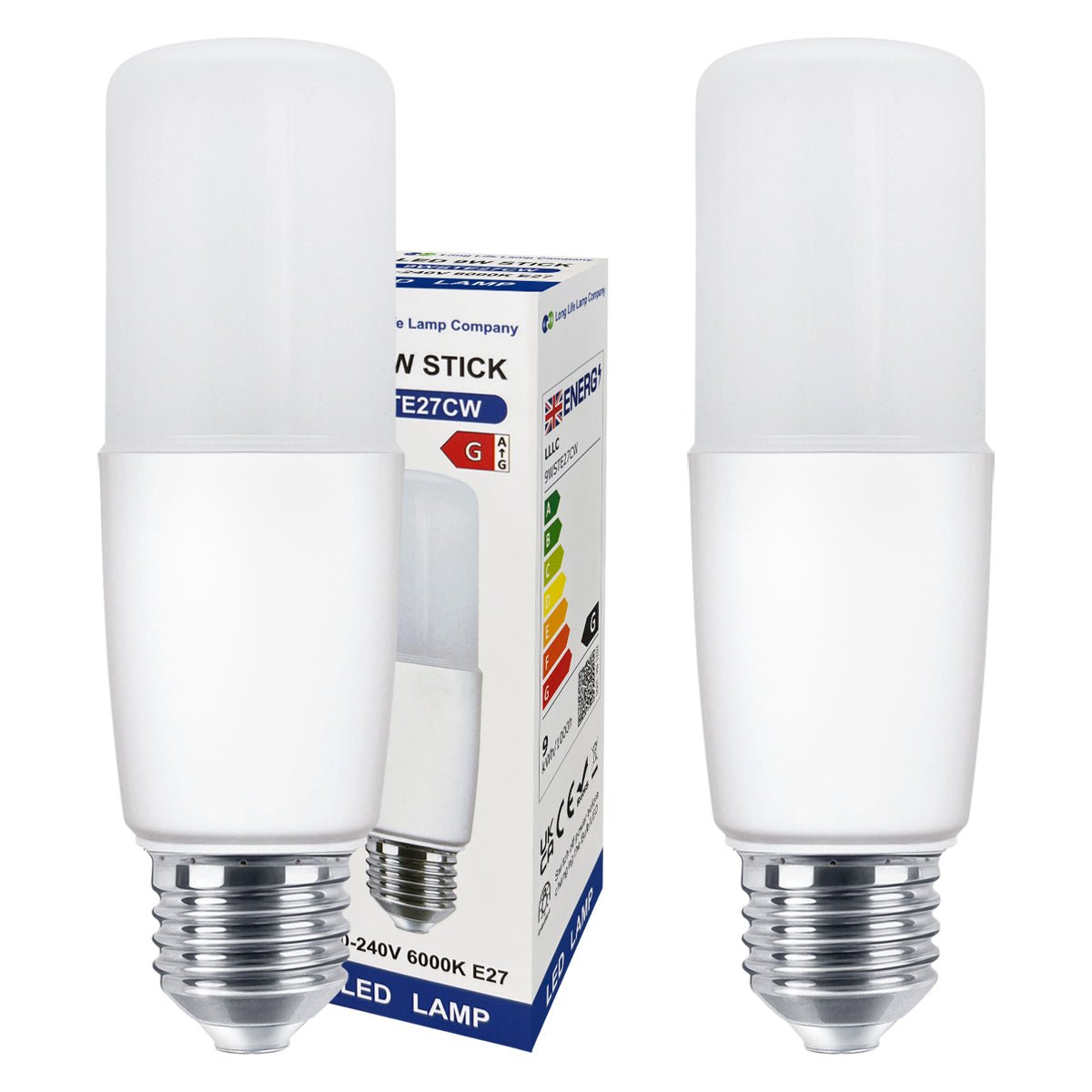 9w LED Stick Light Bulb E27 Cool White 6000K 2 or 4 or 6 Pack - Energy Light Bulbs - Free delivery on all orders