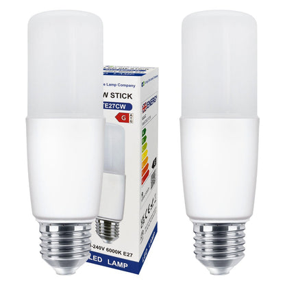 9w LED Stick Light Bulb E27 Cool White 6000K 2 or 4 or 6 Pack - Energy Light Bulbs - Free delivery on all orders