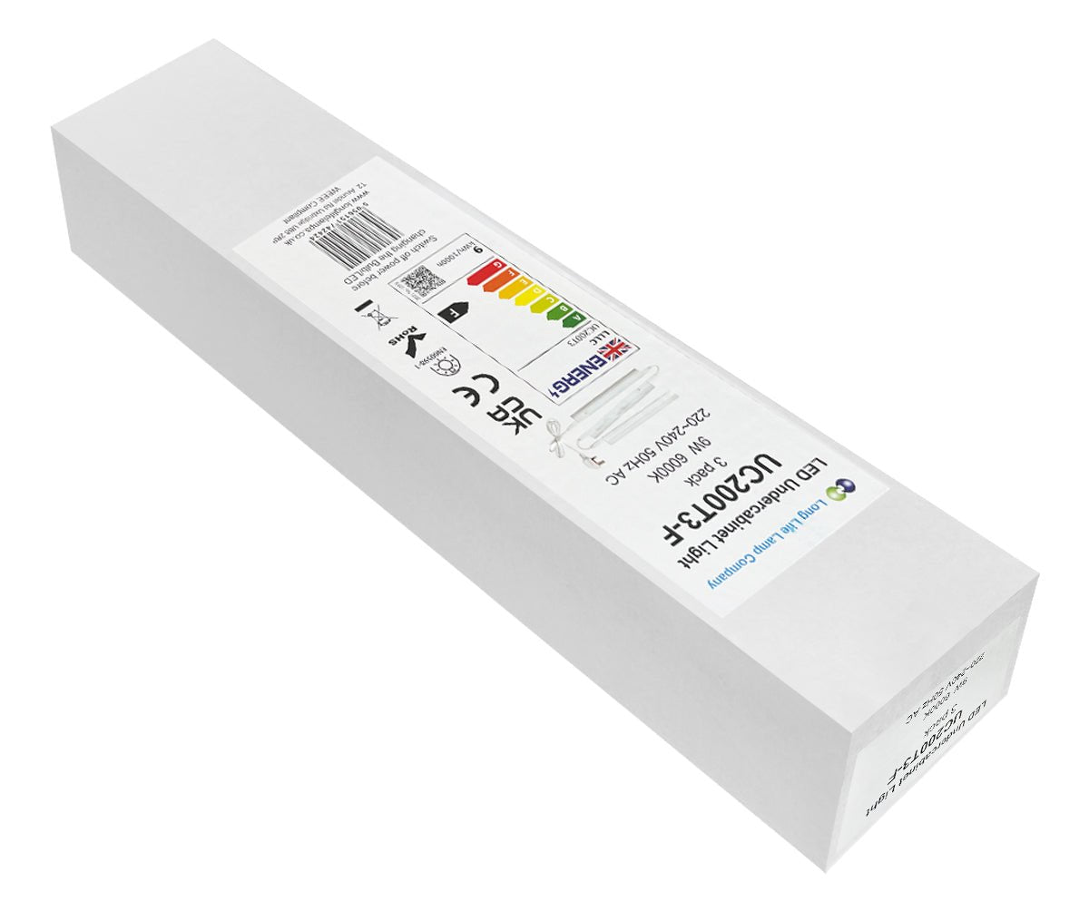 9w LED T5 Under Cabinet Link Light 6000k Cool White AC Pack Of 3 X 200mm With Plug - Energy Light Bulbs - Free delivery on all orders
