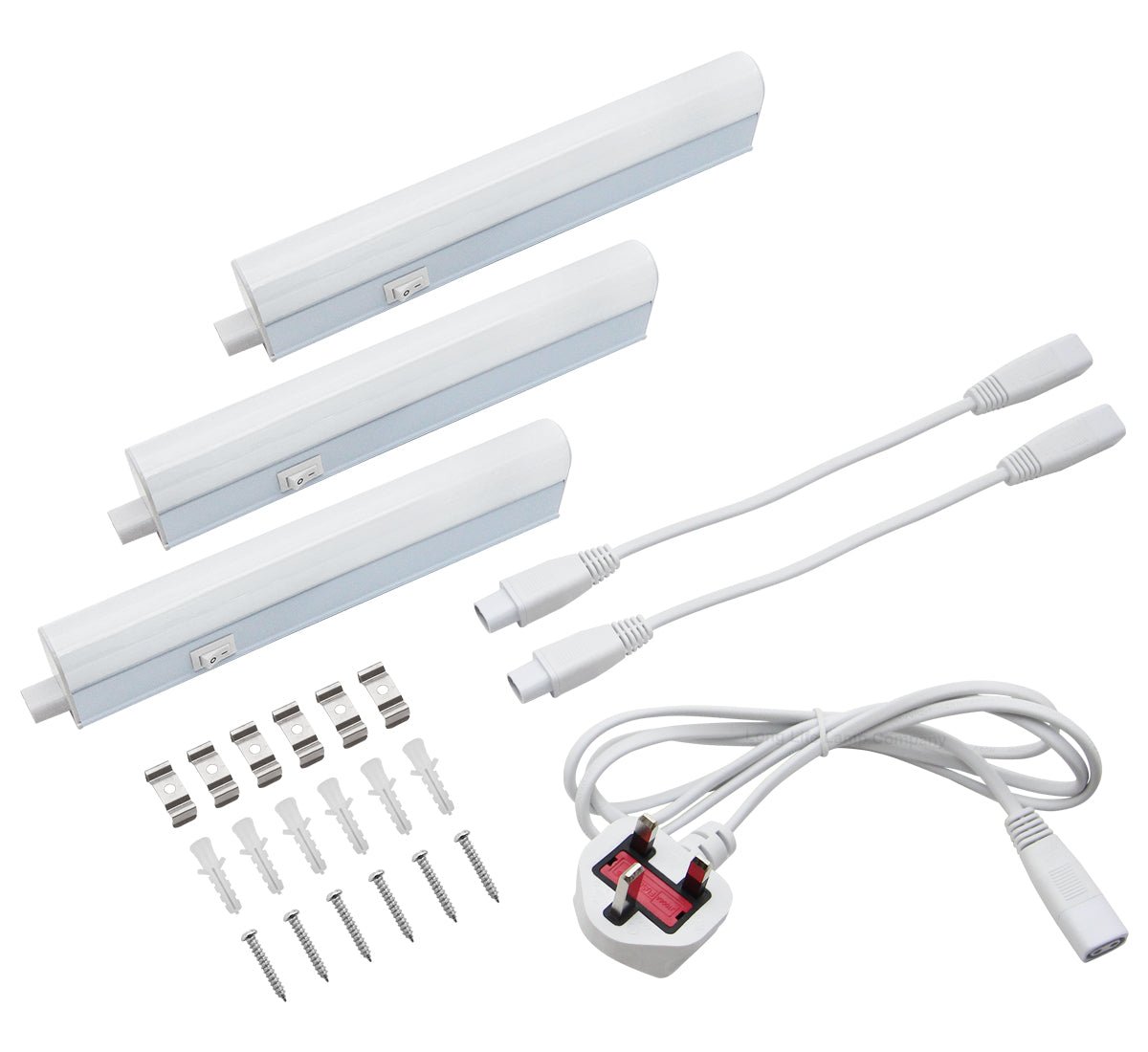 9w LED T5 Under Cabinet Link Light 6000k Cool White AC Pack Of 3 X 200mm With Plug - Energy Light Bulbs - Free delivery on all orders