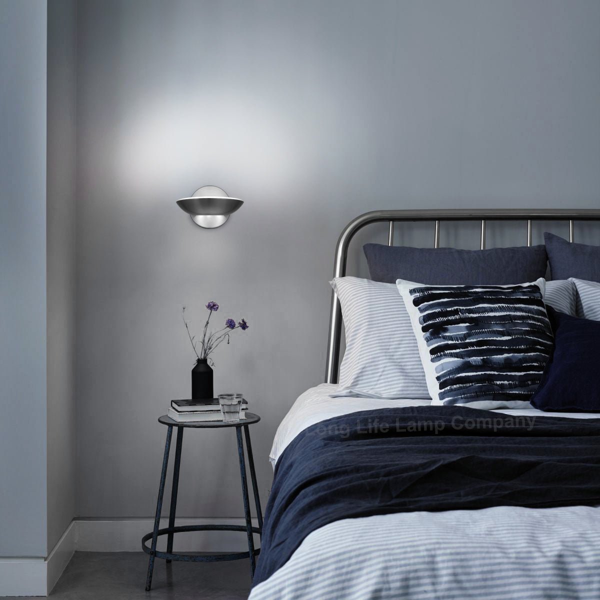 9w LED Wall Light Brushed Chrome Opal Diffuser Cool White 6000K - Energy Light Bulbs - Free delivery on all orders