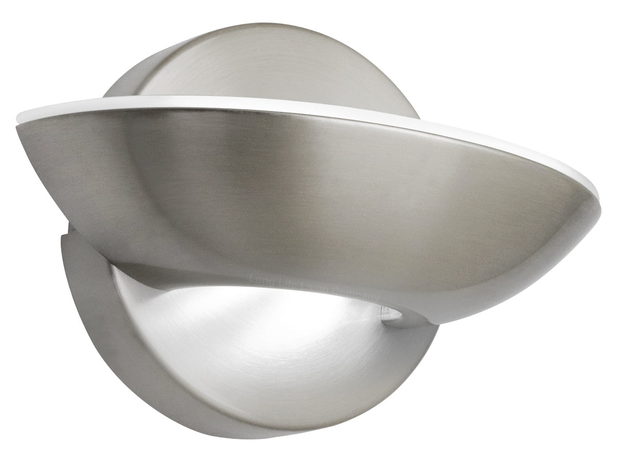 9w LED Wall Light Brushed Chrome Opal Diffuser Cool White 6000K - Energy Light Bulbs - Free delivery on all orders