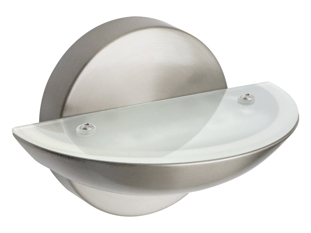 9w LED Wall Light Brushed Chrome Opal Diffuser Cool White 6000K - Energy Light Bulbs - Free delivery on all orders