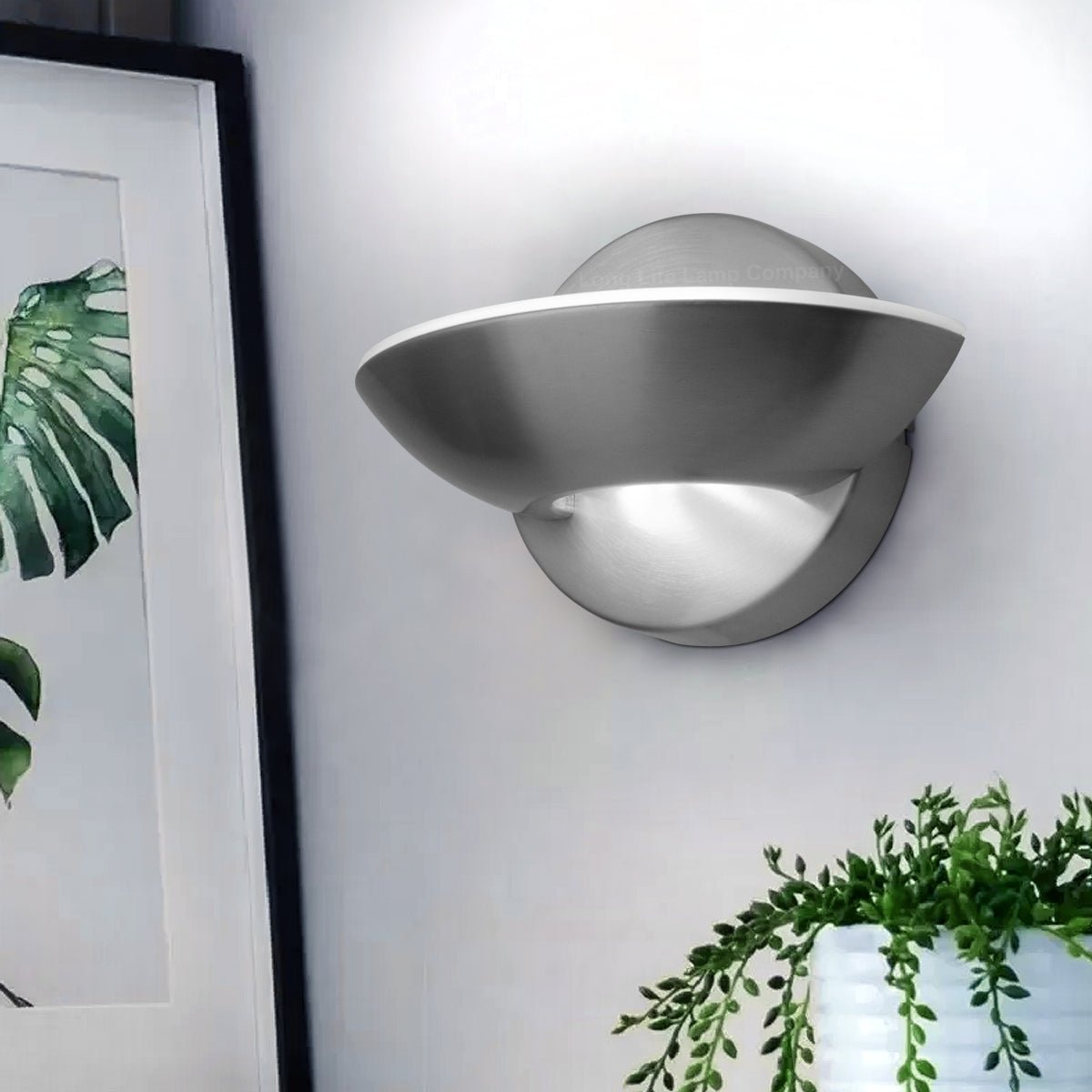 9w LED Wall Light Brushed Chrome Opal Diffuser Cool White 6000K - Energy Light Bulbs - Free delivery on all orders