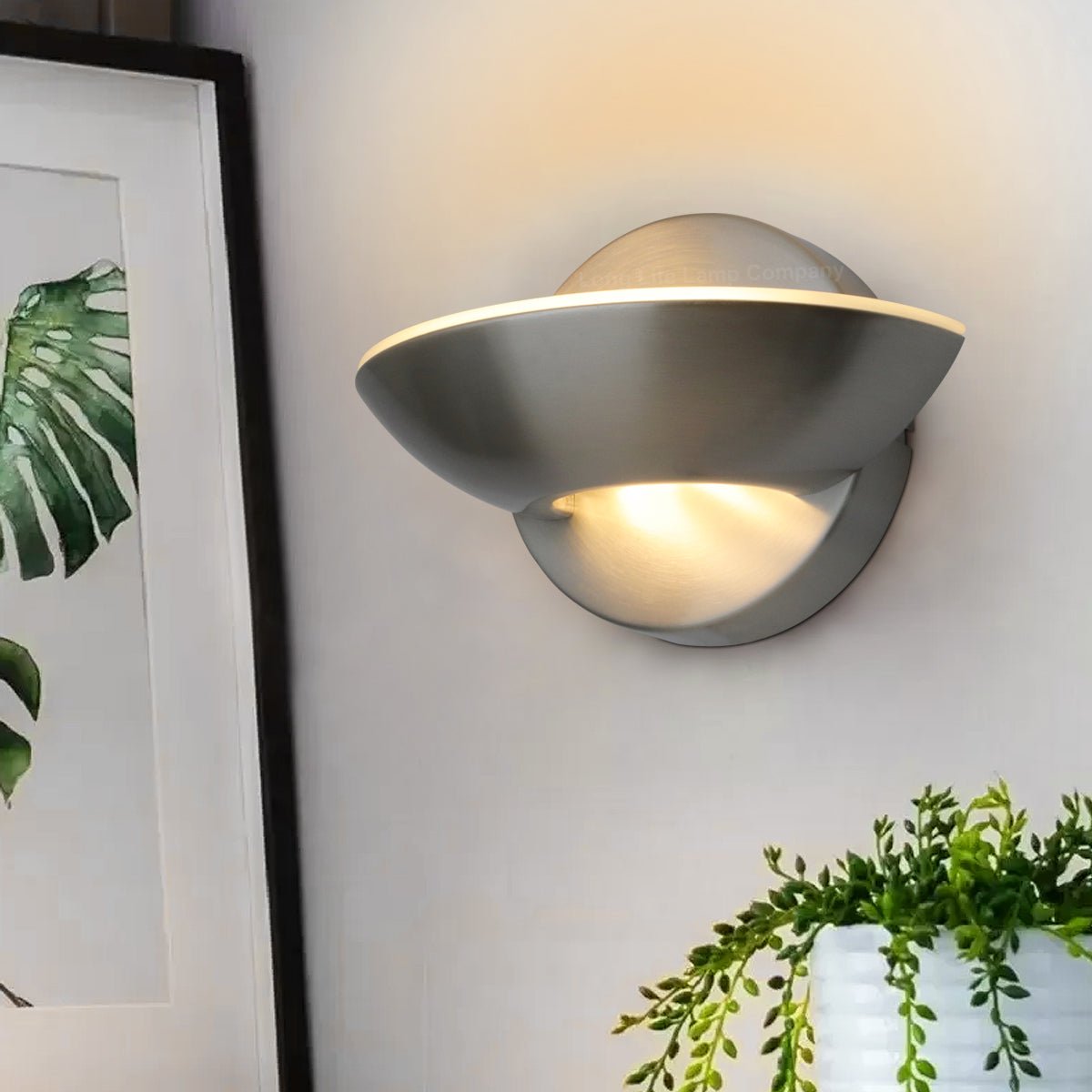 9w LED Wall Light Brushed Chrome Opal Diffuser Warm White 3000K - Energy Light Bulbs - Free delivery on all orders