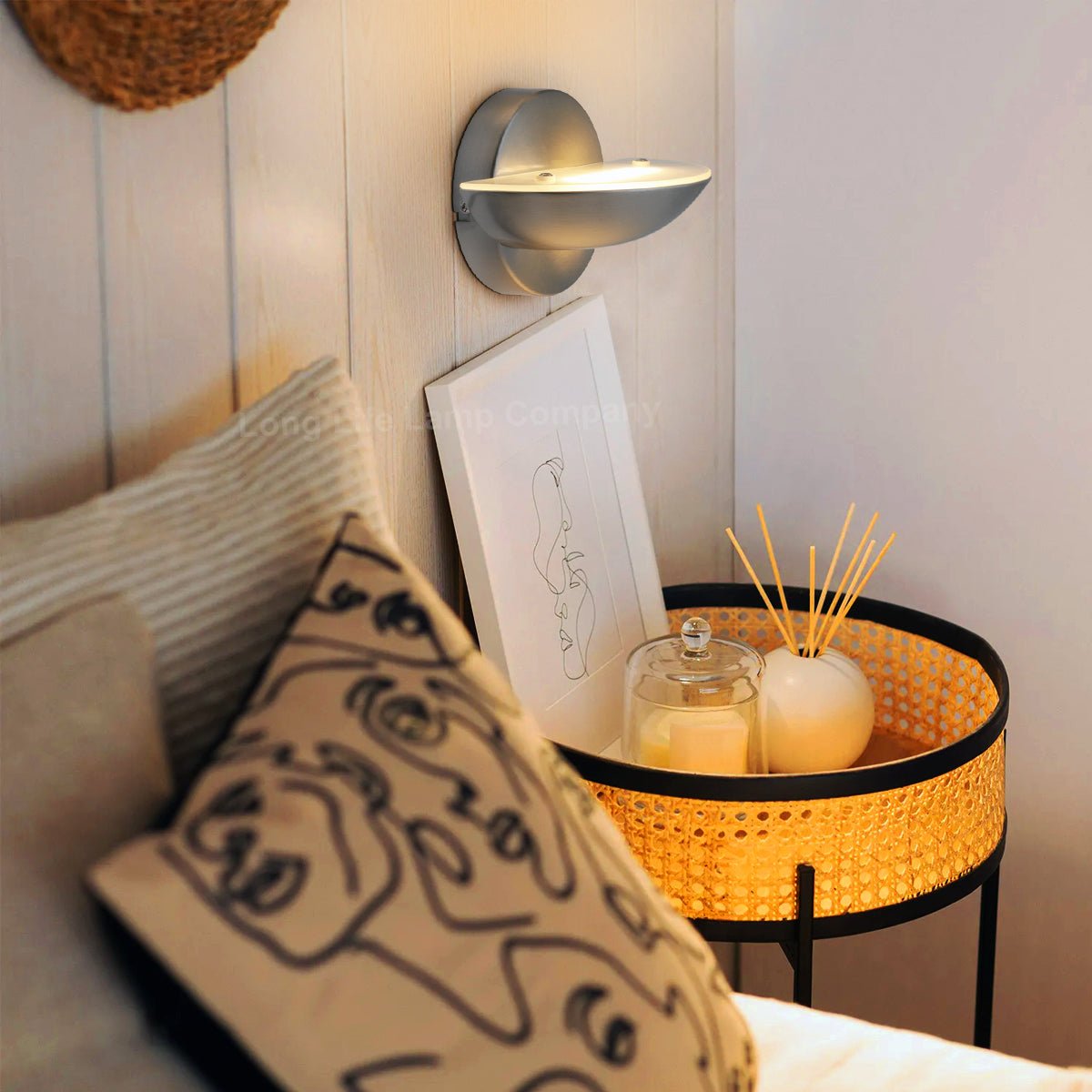 9w LED Wall Light Brushed Chrome Opal Diffuser Warm White 3000K - Energy Light Bulbs - Free delivery on all orders