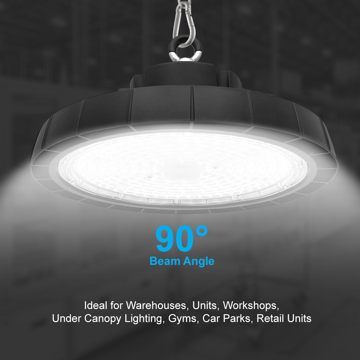 Industrial UFO7 150W LED high bay light with IP65 rating for workshops, factories and large spaces