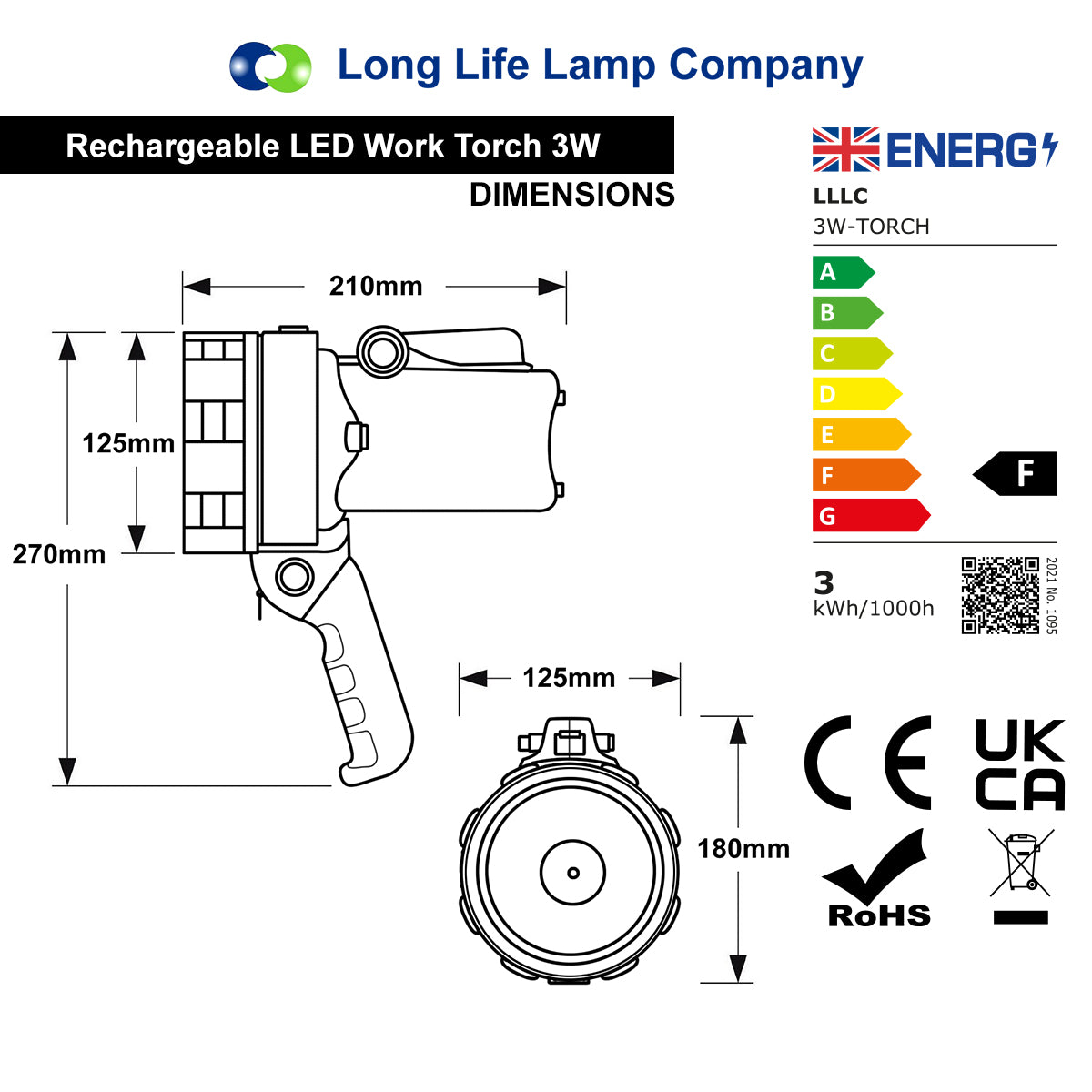 NEW Rechargeable Lantern Work Light Torch 1 Million Candle Power Hand Spotlight 300LM 3W-TORCH