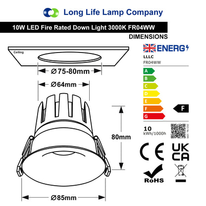 Adjustable 10W warm white LED downlight with a round recessed anti-glare ceiling design