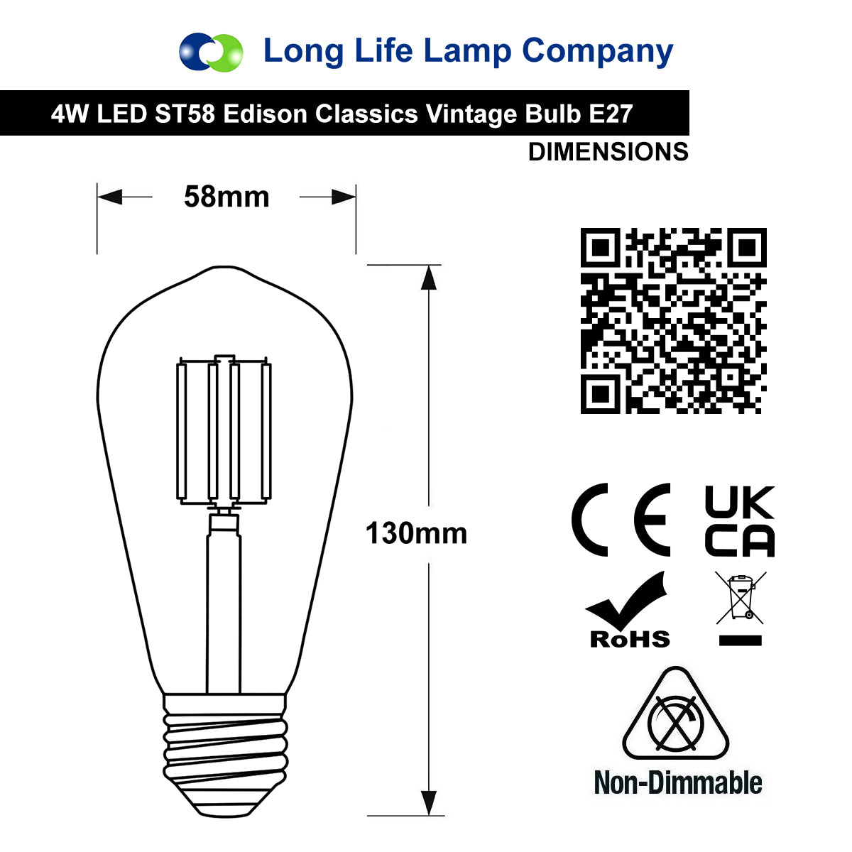 4W Vintage ST58 LED Squirrel Cage Bulb with E27 Edison Screw and Smoked Gold Glass for Ambient Lighting