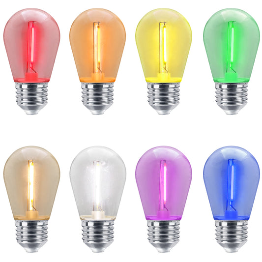 10 Pack 1w LED Mixed Coloured Lights Bulbs Edison Screw E27 Vintage Filament Decorative Festoon Lamps