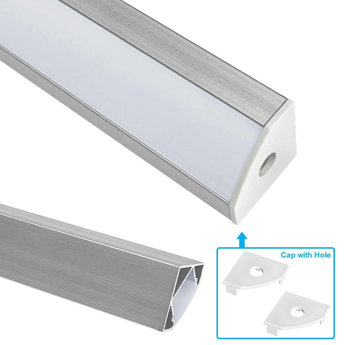 Aluminium Corner LED Profile Surface Mount 1M Channel Opal Cover 2 or 4 Pack - Energy Light Bulbs - Free delivery on all orders