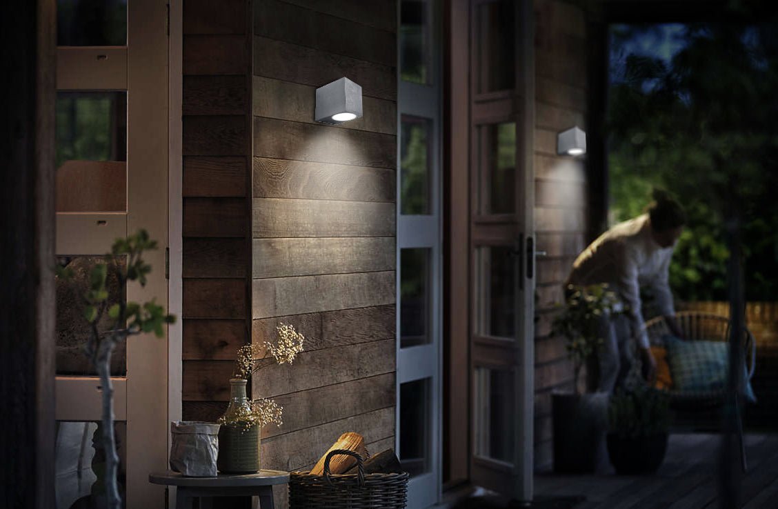 Aluminium Finely Finished Mini Cube Single Outdoor Wall Light Fixture GU10 - Energy Light Bulbs - Free delivery on all orders