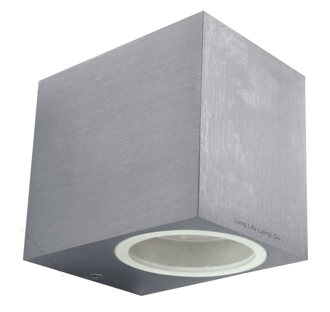 Aluminium Finely Finished Mini Cube Single Outdoor Wall Light Fixture GU10 - Energy Light Bulbs - Free delivery on all orders