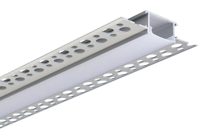 Aluminium Plaster - in LED Profile 1 metre Opaque Diffuser Trimless CP01M 2 Pack or 5 Pack - Energy Light Bulbs - Free delivery on all orders