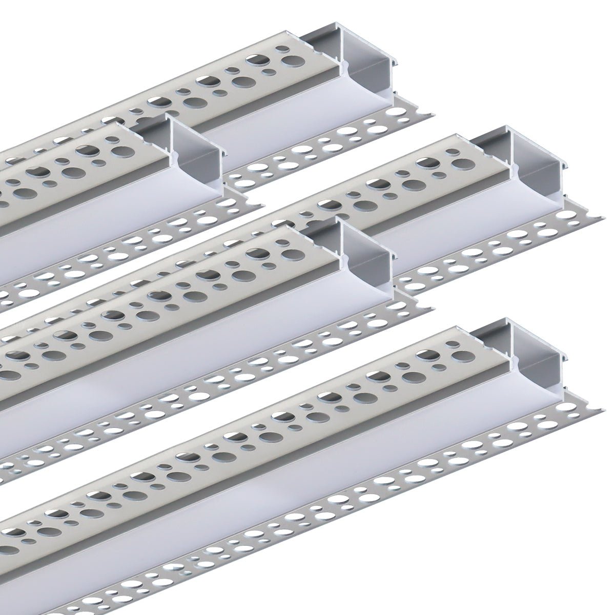 Aluminium Plaster - in LED Profile 1 metre Opaque Diffuser Trimless CP01M 2 Pack or 5 Pack - Energy Light Bulbs - Free delivery on all orders