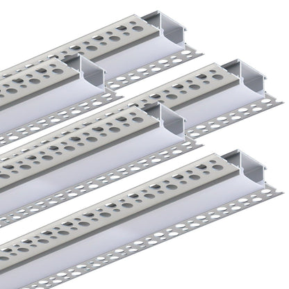 Aluminium Plaster - in LED Profile 1 metre Opaque Diffuser Trimless CP01M 2 Pack or 5 Pack - Energy Light Bulbs - Free delivery on all orders
