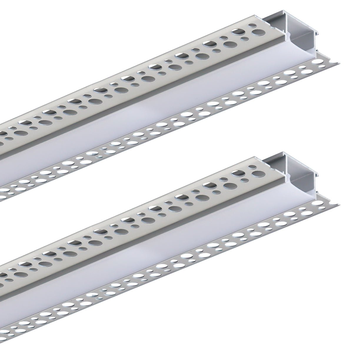 Aluminium Plaster - in LED Profile 1 metre Opaque Diffuser Trimless CP01M 2 Pack or 5 Pack - Energy Light Bulbs - Free delivery on all orders