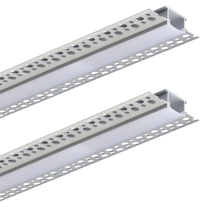 Aluminium Plaster - in LED Profile 1 metre Opaque Diffuser Trimless CP01M 2 Pack or 5 Pack - Energy Light Bulbs - Free delivery on all orders