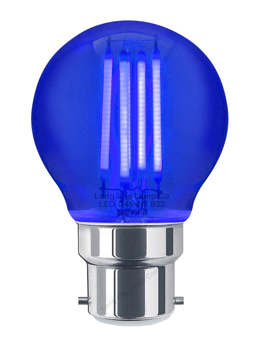 Ambient Fireglow 4w LED Golf Ball Blue Light Bulb B22 Bayonet Clear Glass - Energy Light Bulbs - Free delivery on all orders