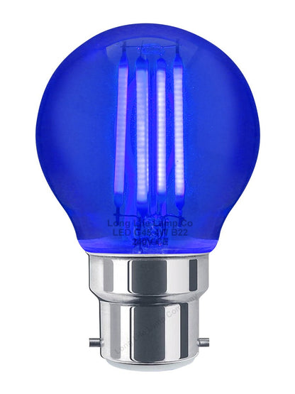 Ambient Fireglow 4w LED Golf Ball Blue Light Bulb B22 Bayonet Clear Glass - Energy Light Bulbs - Free delivery on all orders