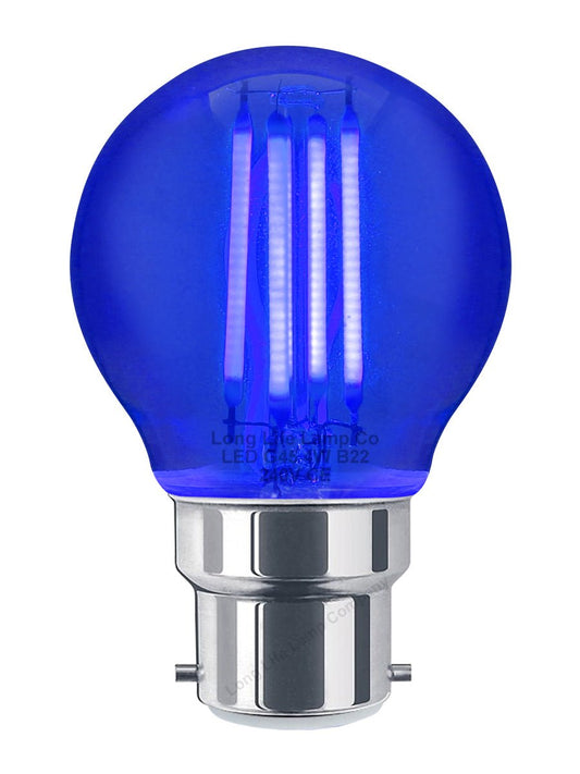 Ambient Fireglow 4w LED Golf Ball Blue Light Bulb B22 Bayonet Clear Glass - Energy Light Bulbs - Free delivery on all orders