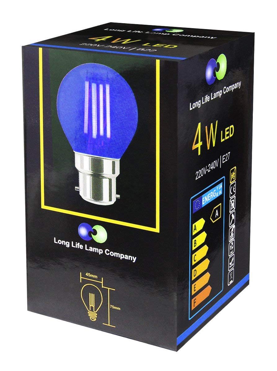 Ambient Fireglow 4w LED Golf Ball Blue Light Bulb B22 Bayonet Clear Glass - Energy Light Bulbs - Free delivery on all orders