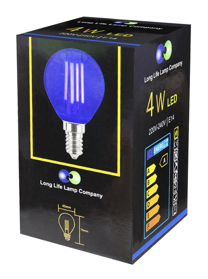 Ambient Fireglow 4w LED Golf Ball Blue Light Bulb E14 Clear Glass - Energy Light Bulbs - Free delivery on all orders