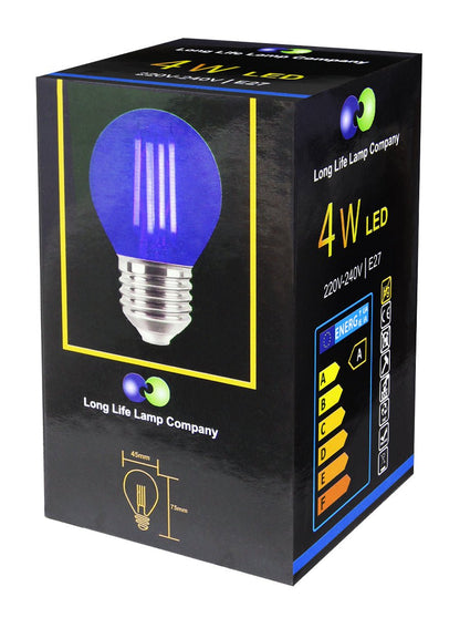 Ambient Fireglow 4w LED Golf Ball Blue Light Bulb E27 Clear Glass - Energy Light Bulbs - Free delivery on all orders