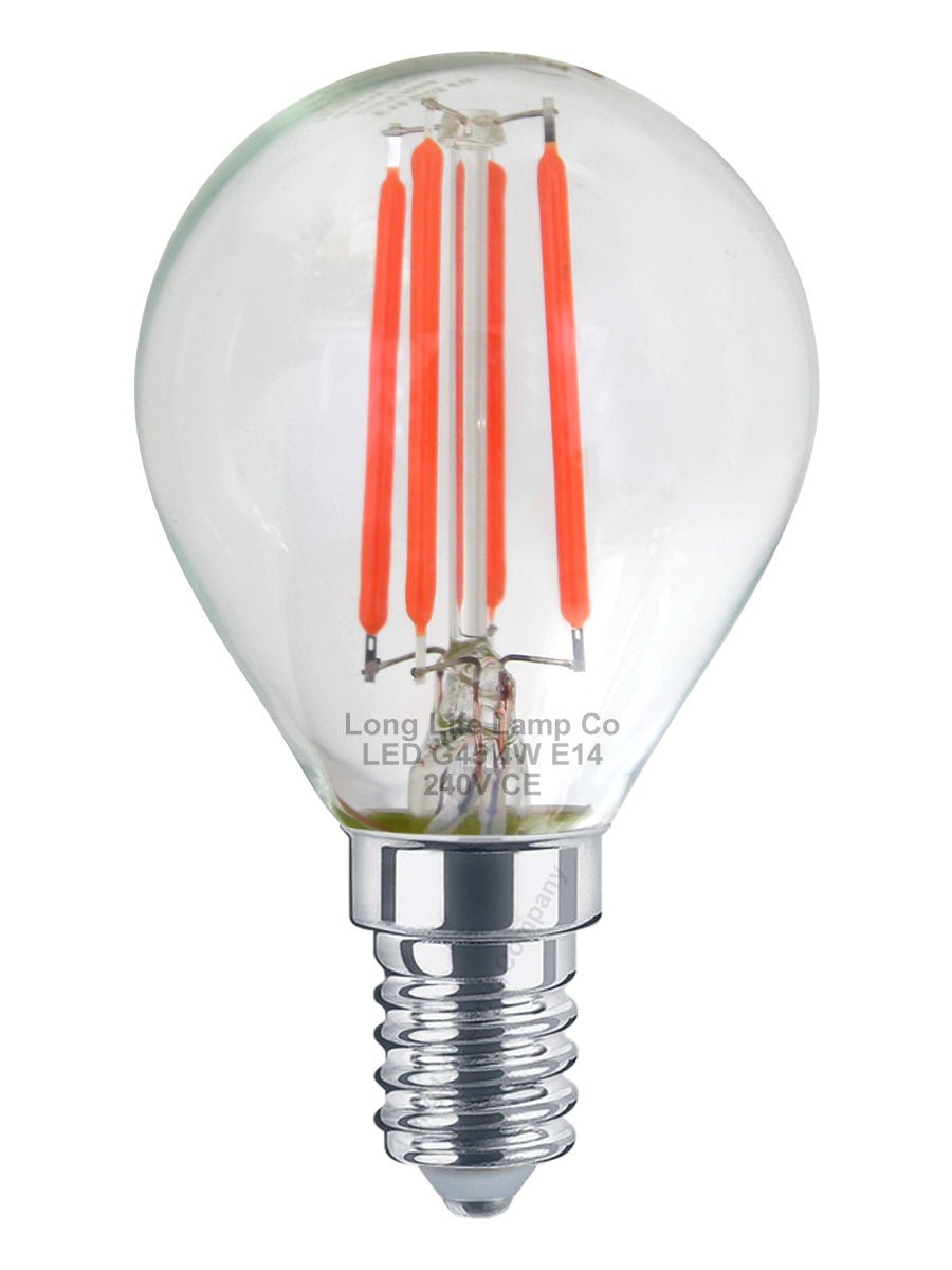 Ambient Fireglow 4w LED Golf Ball Red Light Bulb E14 Clear Glass - Energy Light Bulbs - Free delivery on all orders