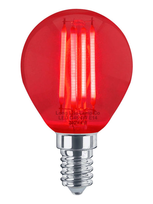 Ambient Fireglow 4w LED Golf Ball Red Light Bulb E14 Clear Glass - Energy Light Bulbs - Free delivery on all orders