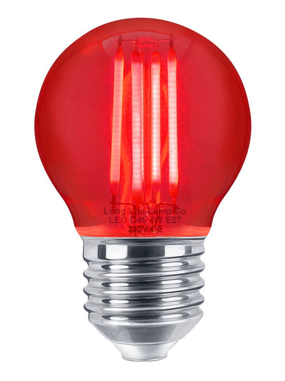 Ambient Fireglow 4w LED Golf Ball Red Light Bulb E27 Clear Glass - Energy Light Bulbs - Free delivery on all orders
