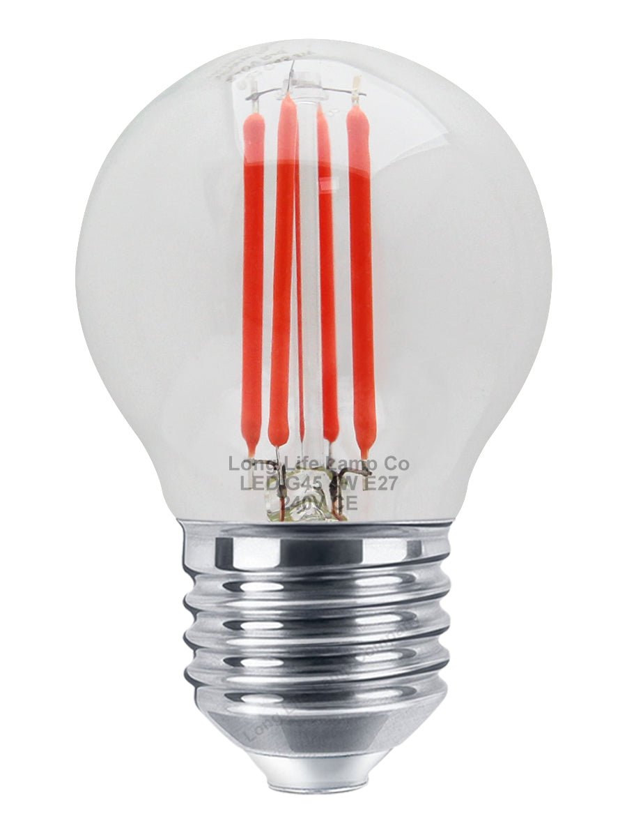 Ambient Fireglow 4w LED Golf Ball Red Light Bulb E27 Clear Glass - Energy Light Bulbs - Free delivery on all orders