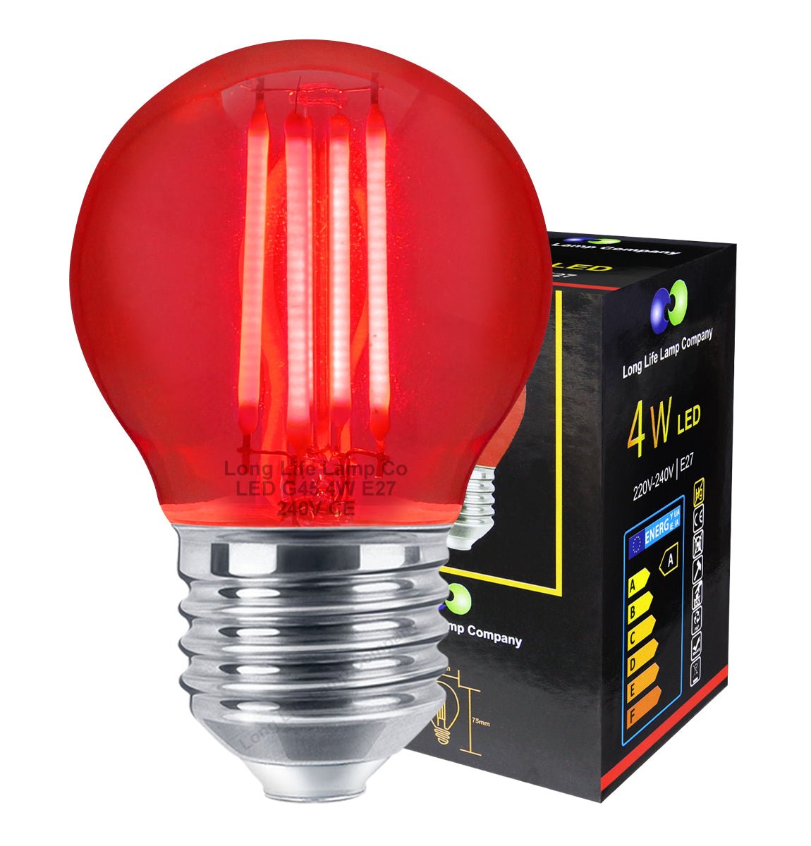 Ambient Fireglow 4w LED Golf Ball Red Light Bulb E27 Clear Glass - Energy Light Bulbs - Free delivery on all orders